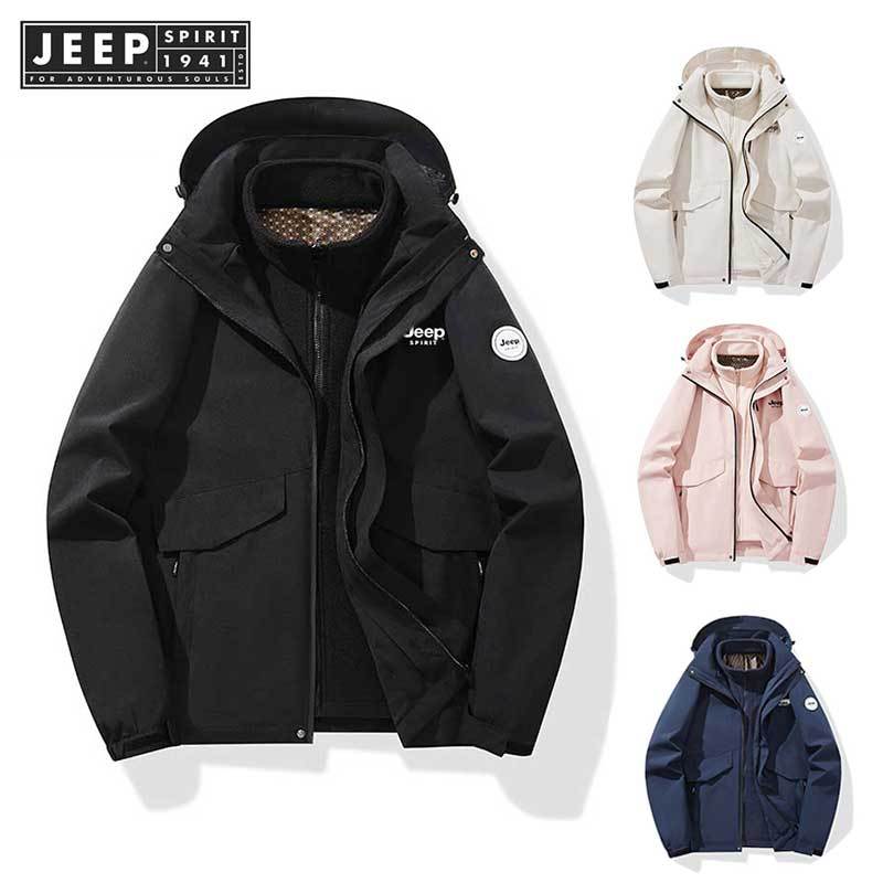 Jeep SPIRIT 1941 ESTD Graphene ชุดโจมตีสไตล์คู่ชุดเดินป่าเสื้อโค้ทหนาถอดออกได้