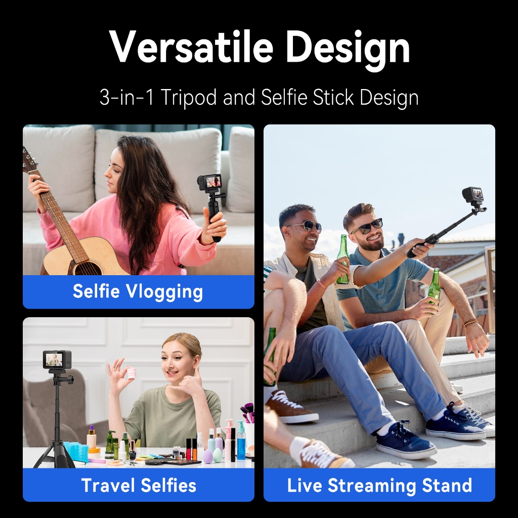 TELESIN Update Mini Selfie Stick ขาตั้งกล้องสําหรับ GoPro Hero 13 12 11 10 8 7 DJI Action 3 4 5 Pro