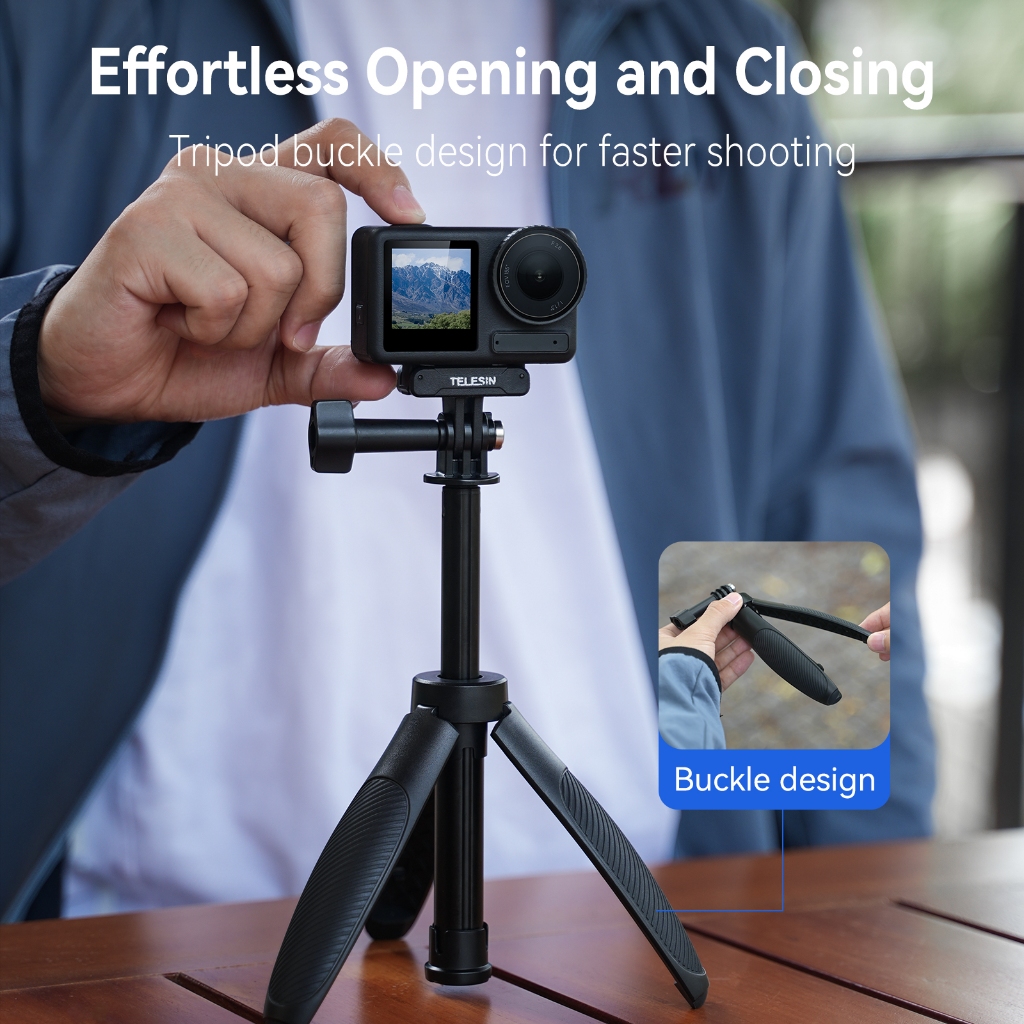 TELESIN Update Mini Selfie Stick ขาตั้งกล้องสําหรับ GoPro Hero 13 12 11 10 8 7 DJI Action 3 4 5 Pro
