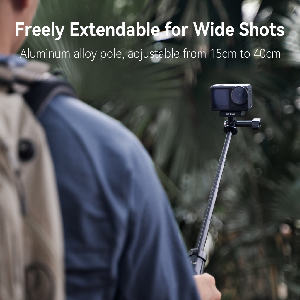 TELESIN Update Mini Selfie Stick ขาตั้งกล้องสําหรับ GoPro Hero 13 12 11 10 8 7 DJI Action 3 4 5 Pro