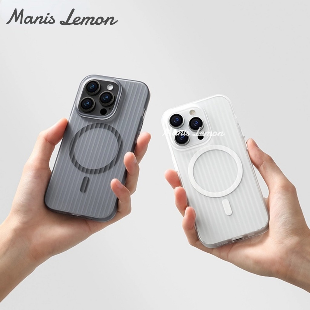 Manis Lemon Corrugated Magnetic Case for iPhone 16 15 14 13 12 Pro Max Plus แรงดึงดูดของแม่เหล็ก เคส