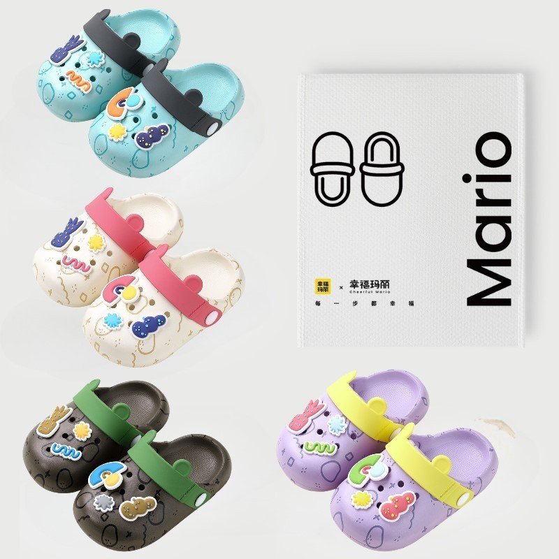 Cheerful Mario รองเท้าแตะเด็ก การ์ตูน รองเท้ารัดส้น พื้นหนา แฟชั่น รองเท้ารัดส้นหัดเดิน สําหรับเด็กผู้ชาย และเด็กผู้หญิง