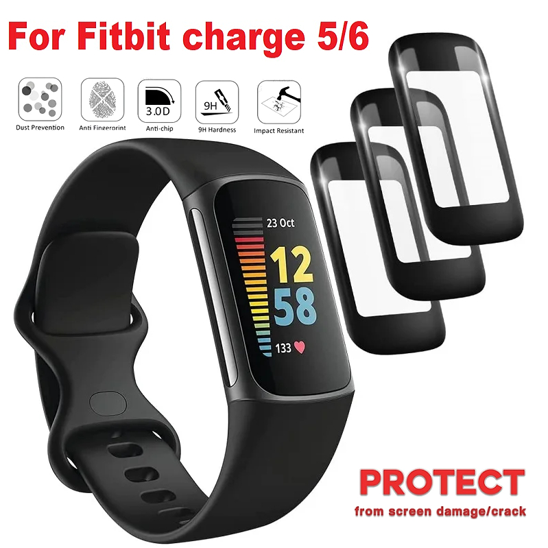 3d Full Covered Film Compatible For Fitbit Charge 6 ฟิล์ม ป้องกันหน้าจอสมาร์ทวอท์ช ฟิล์ม Fitbit Char