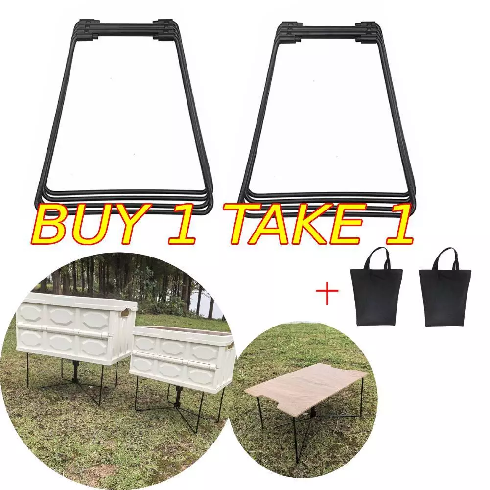 【Buy 1 Take 1】ขาตั้งกล่องอลูมิเนียมอัลลอยด์ขาตั้งพับแบบพกพาสําหรับทําอาหารสําหรับเดินทาง (สีดํา ส)