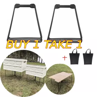【Buy 1 Take 1】ขาตั้งกล่องอลูมิเนียมอัลลอยด์ขาตั้งพับแบบพกพาสําหรับทําอาหารสําหรับเดินทาง (สีดํา ส)