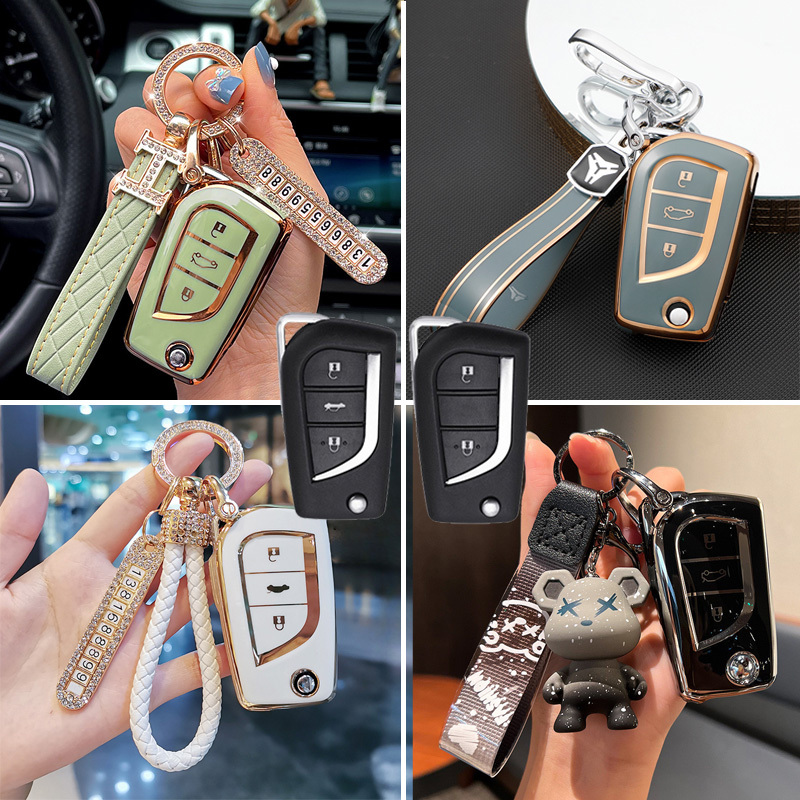 เคสกุญแจรีโมตรถยนต์ TPU แบบนิ่ม สําหรับ Toyota Fortuner Innova Toyota Corolla Camry Chr Rav4 Avensis Verso Auris Aygo Yaris Hilux Vellfire Revo Altis