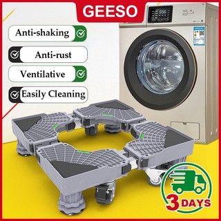GEESO Washing Machine Stand Base Stainless Steel Universal Adjustable Heavy Duty Waterproof Wheeled Stand 洗衣机底座