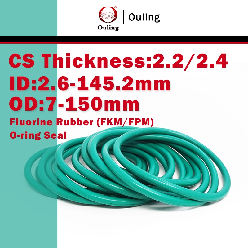 Ouling CS2.2 2.4 มม.O-Ring ID2.6-145.2 OD7-150 มม.สีเขียว FKM ยางฟลูออรีน FPM แหวนปิดผนึก Fluororubber สวมใส่ความดันน้ํามันความต้านทานการกัดกร่อน