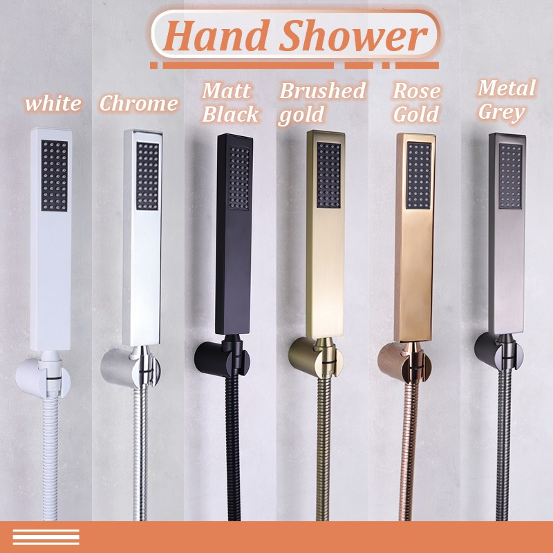 ชุดฝักบัวมือทรงสี่เหลี่ยมติดผนังติดตั้งง่ายแปรงทอง G1/2 ด้ายมีค่าสูง SUS304 Rose Gold