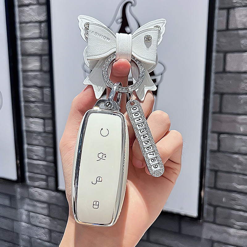 DENZA D9 อะไหล่รถยนต์ ฝาครอบกุญแจรถ DENZA D9 EV 2024-2025 BYD DENZA EV กรณีกุญแจรถ พวงกุญแจรถ กระเป๋