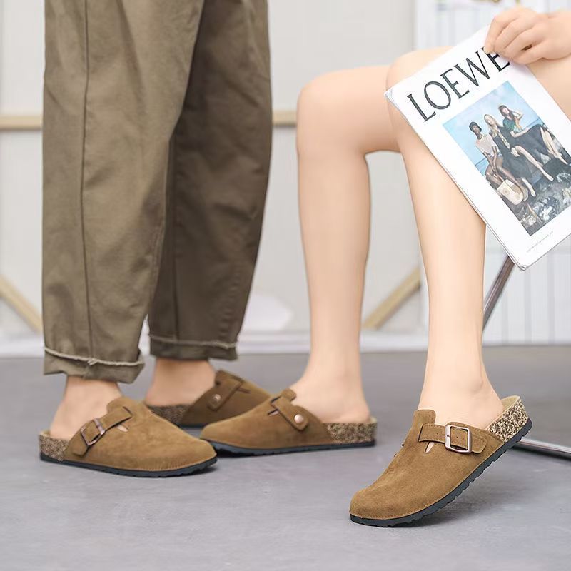 ขายร้อน Baotou Mens Half-drag One-Pedal Cork คู่รองเท้าแตะแฟชั่น S