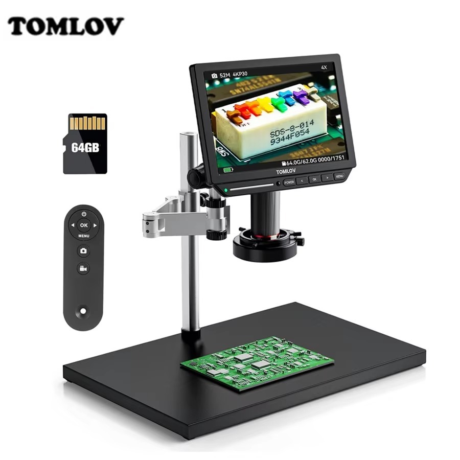 Tomlov TM4K กล้องจุลทรรศน์ดิจิตอลสําหรับบัดกรี Flex Arm 2000X HDMI Microscopio Electronics Repair 10