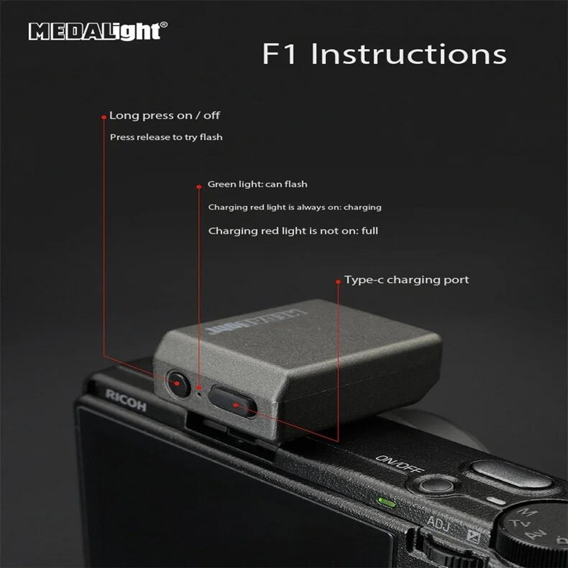 Medalight F1 Mini กล้องชาร์จ Mini Flash Light Speedlite สําหรับ Fujifilm Sony Nikon Canon Digital Film กล้อง DSLR