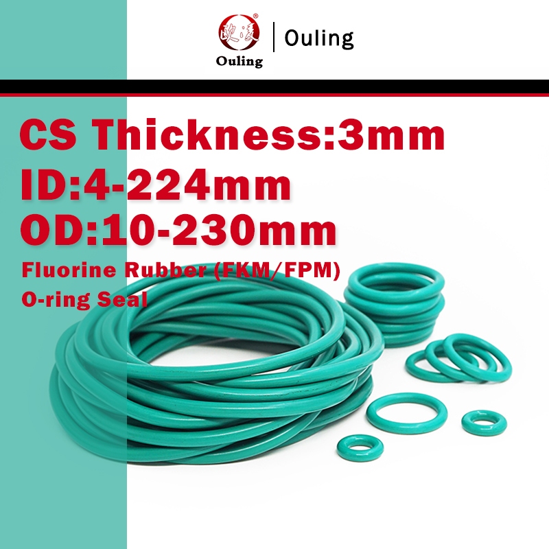 Ouling CS3mm O-Ring ID4-224 OD10-230mm สีเขียว FKM FPM Fluororubber Fluorine ยางแหวนปิดผนึกการกัดกร่อนความดันสวมใส่น้ํามันความต้านทาน