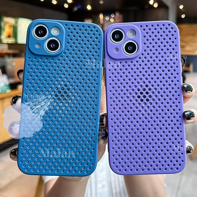 สีทึบตาข่ายbreathableกระจายความร้อนซิลิโคนเคสโทรศัพท์เหมาะสําหรับiphone 16 15 14 13 12 11 Pro Max Plus 12 13 Mini X XS Max XR 6 7 8 Plus SE2020 กันกระแทกฝาครอบ