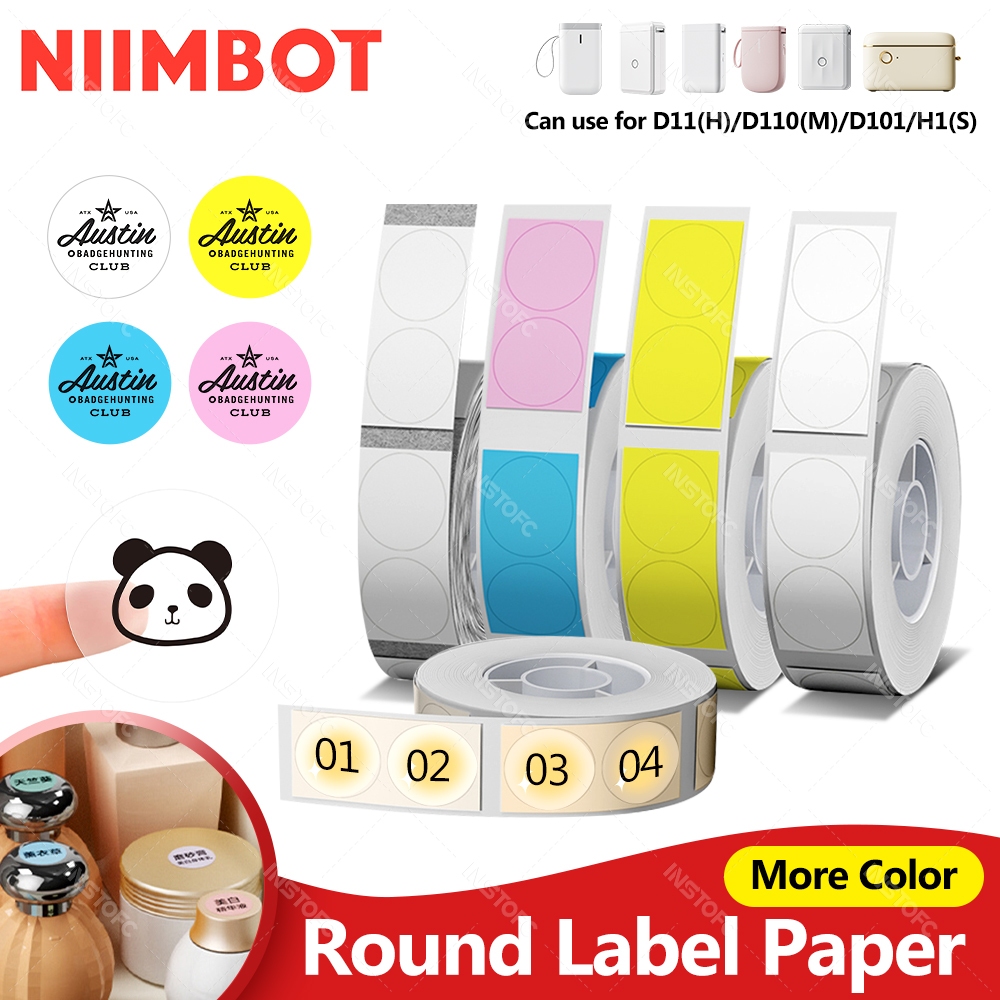 NIIMBOT D11/D110/101 ฉลากกระดาษรูปวงกลม เหมาะสำหรับโรงเรียน, ซูเปอร์มาร์เก็ต, การจัดระเบียบที่บ้าน