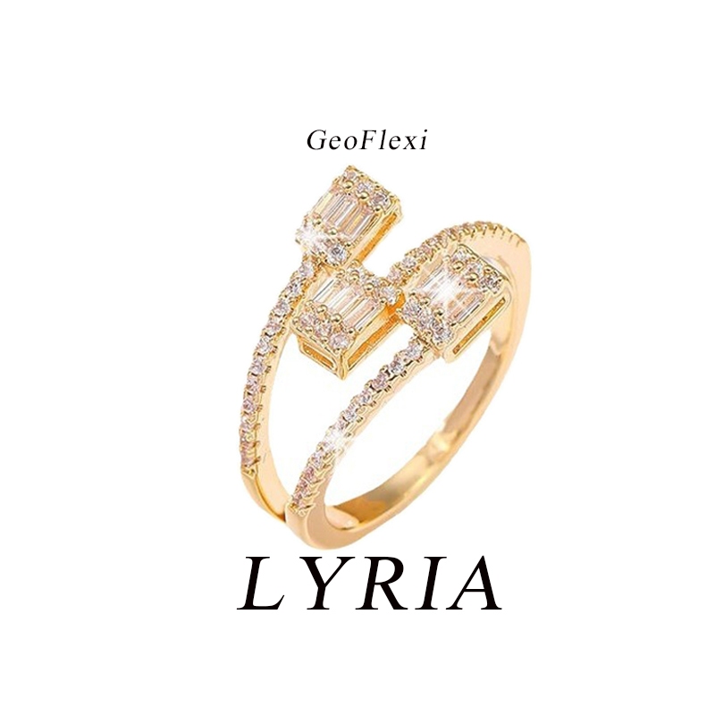 LYRIA 18k Gold Plated GeoFlexi แหวนอุปกรณ์เสริมเครื่องประดับสําหรับผู้หญิงเกาหลีแฟชั่นหมั้นข้อเสนอ