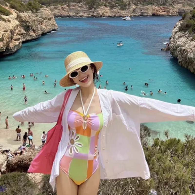 ใหม่ Hollow Flower ชุดว่ายน้ําบิกินี่แฟชั่น Deep V ชิ้นเดียว - รูปที่ 4