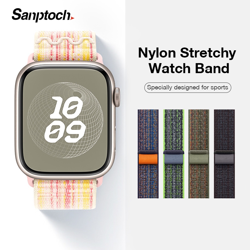 Sanptoch สําหรับสายนาฬิกา 49 46 45 44 42 41 40 38 มม.ไนลอนทอ Velcro สําหรับ 10/9/8/7/6/5/4/3/2/1/Ultra2/SE เป็นมิตรกับผิวห่วงสร้อยข้อมือถัก