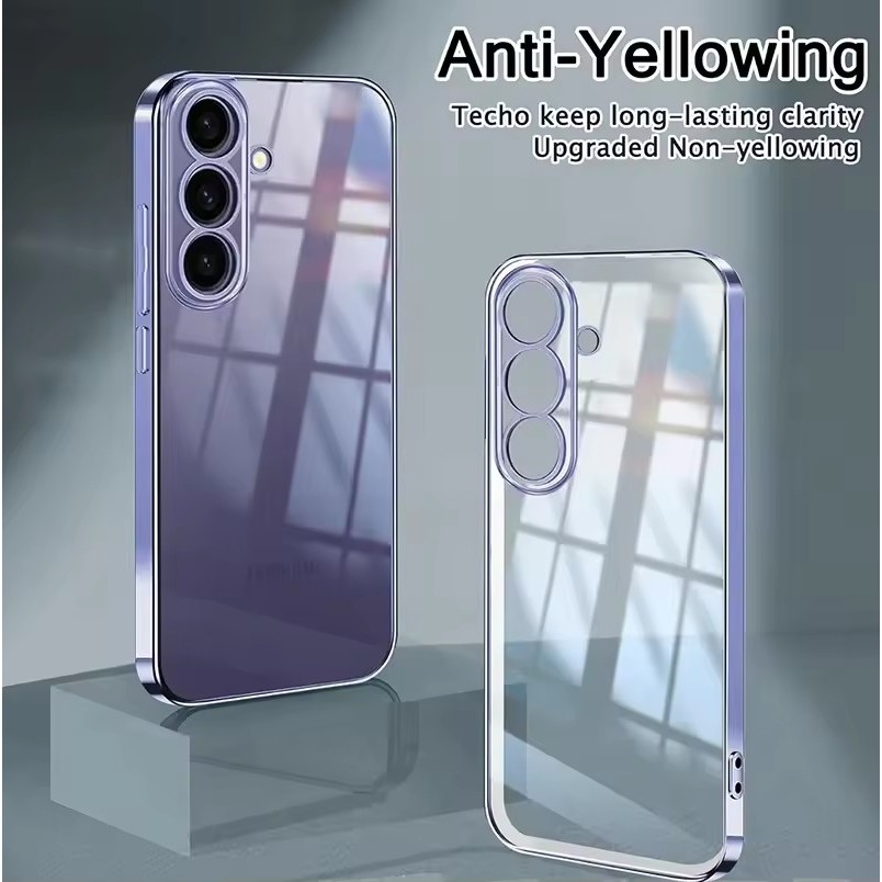หรูหราโปร่งใสนุ่มสําหรับ Samsung Galaxy S25 S24 S23 S22 S21Ultra Plus FE A55 A35 A14 Shock ป้องกันปลอก