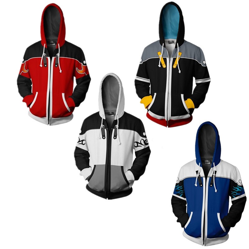 Kingdom Hearts Zipper Hoodie เสื้อแจ็คเก็ตอนิเมะเสื้อสเวตเตอร์ Unisex Outerwear