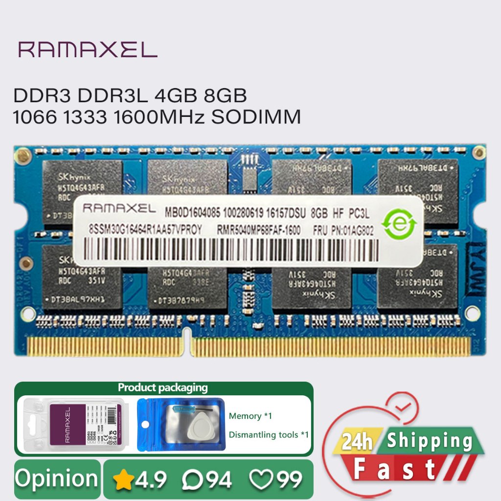 Ramaxel ddr3 ddr3l 4gb 8gb 1600 1333 1066 MHz หน่วยความจําแล็ปท็อป sodimm ram pc3 pc3l