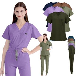 🔥เสื้อ+กางเกง🔥ชุดสครับ ชุดห้องผ่าตัด ชุดแพทย์ ชุดพยาบาล ชุดเ…