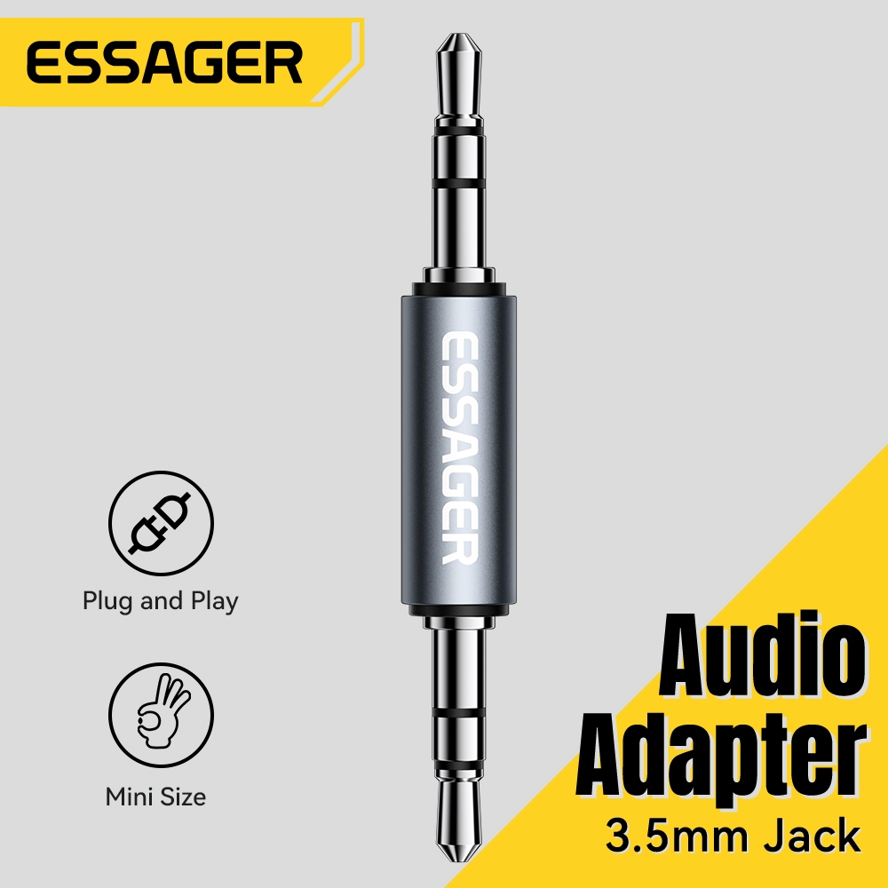 อะแดปเตอร์ Essager Aluminium 3.5 มม. Male-to-Male แบบพกพาและใช้งานร่วมกับหลายอุปกรณ์