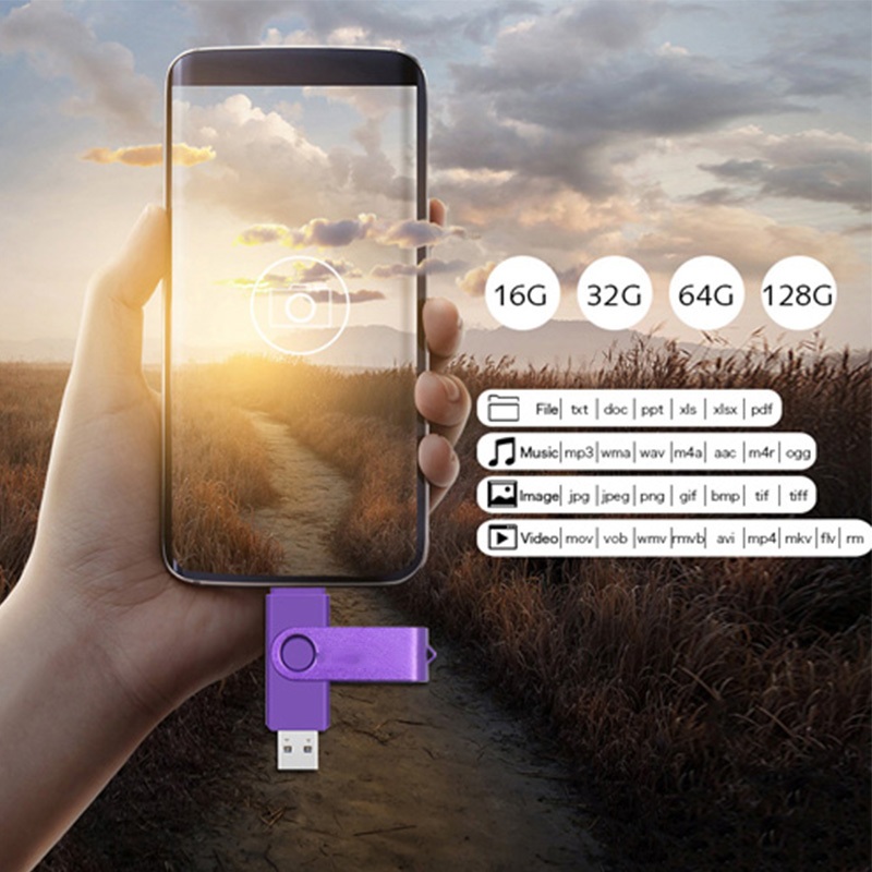Otg Two-In-One Flash Driver 128GB/256GB/512GB/1TB/2TB/ฟรีโลโก้ที่กําหนดเอง USB Memory Stick 1GB/2GB/4GB/8GB/16GB/32GB หน่วยความจํากันน้ํา U Disk พร้อมอะแดปเตอร์ TYPE-C, อุปกรณ์เสียง, คอมพิวเตอร์