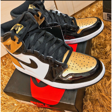 Air Jordan 1 High Nrg จดสิทธิบัตร Gold Toe Duck Toe รองเท้าบาสเก็ตบอลย้อนยุคสไตล์ใหม่