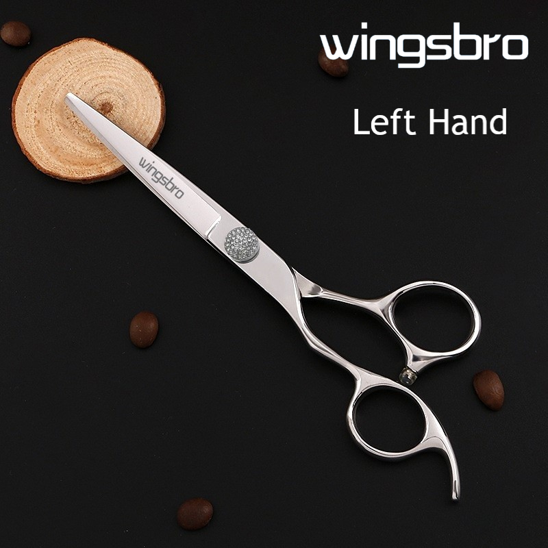 Wingbro 6.5 "กรรไกรตัดแต่งทรงผมมือซ้ายมืออาชีพกรรไกรตัดผมซาลอนซ้ายกรรไกรแบนมือซ้ายกรรไกรผอมบาง