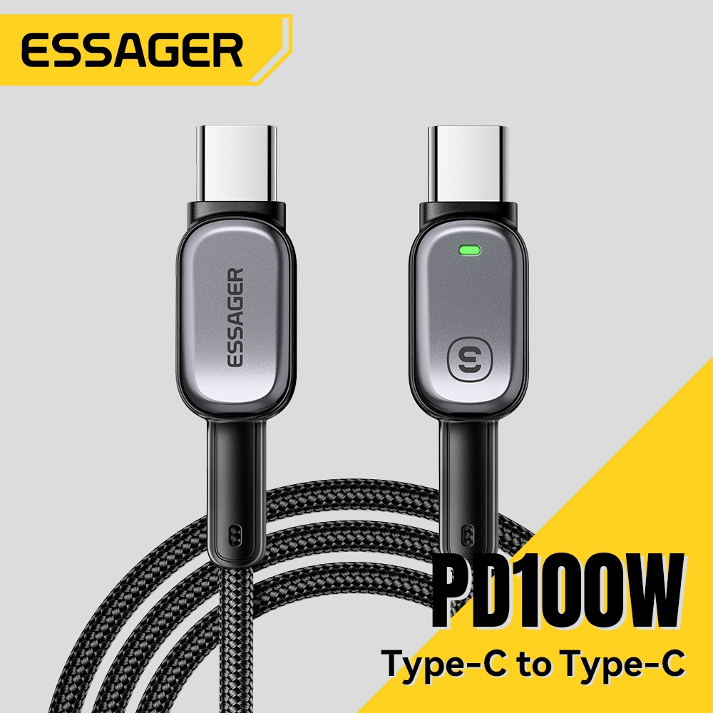 Essager 100w/60W 5A ประเภท C ถึง Type C E-Marker ชิปตัวแปร Fast สายชาร์จข้อมูลสําหรับ Huawei Samsung ip แล็ปท็อป