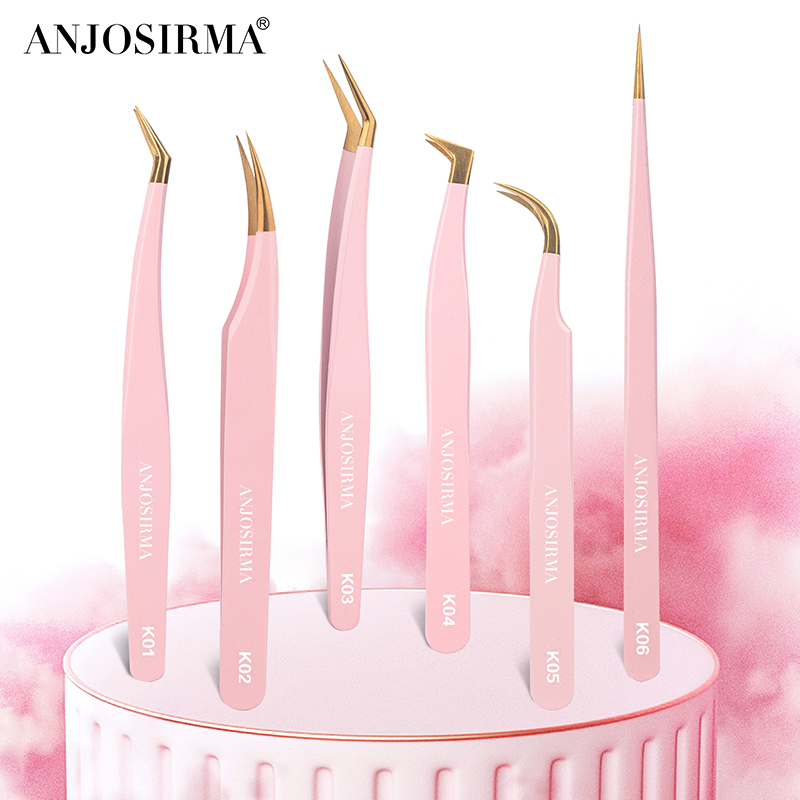 ANJOSIRMA แหนบต่อขนตา ความแม่นยําสูง สีชมพู และสีทอง