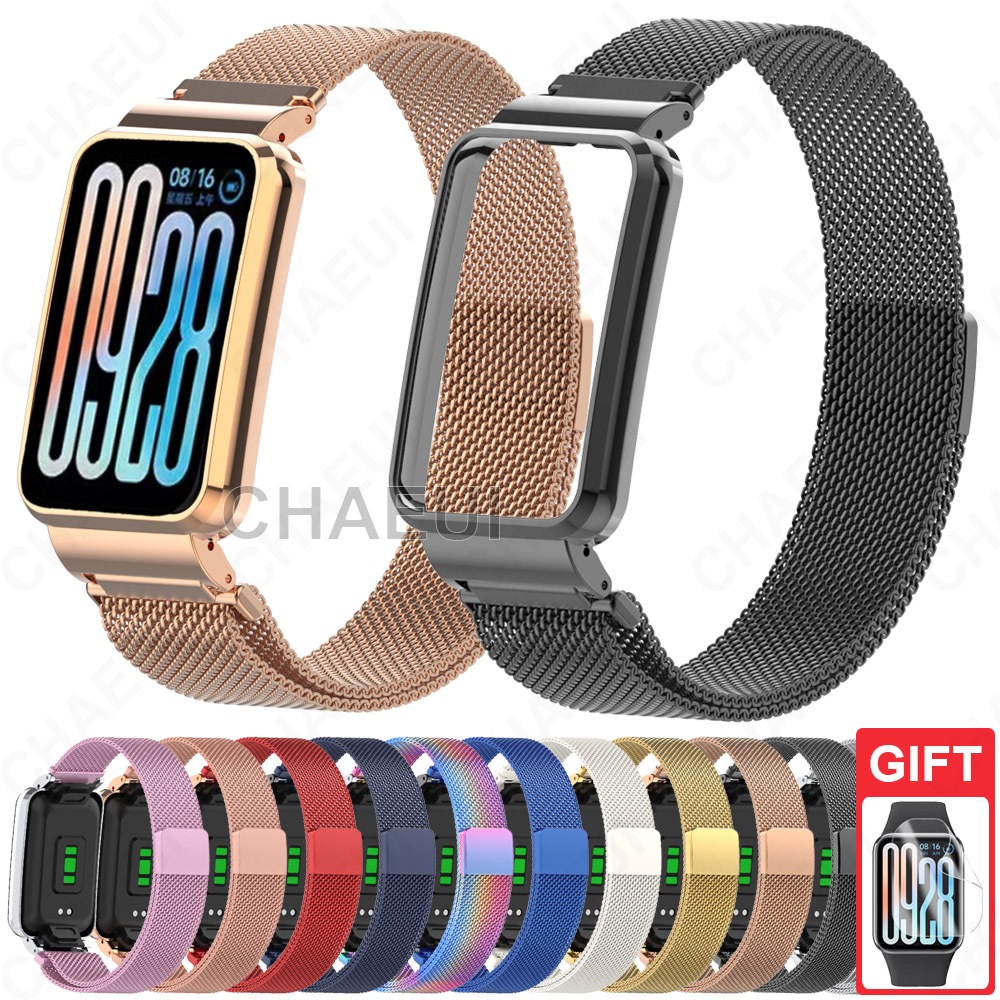 สายโลหะพร้อมกรอบเคสสร้อยข้อมือสายสแตนเลสสําหรับ Xiaomi Smart Band 9 8 Pro / Mi Band 7 Pro