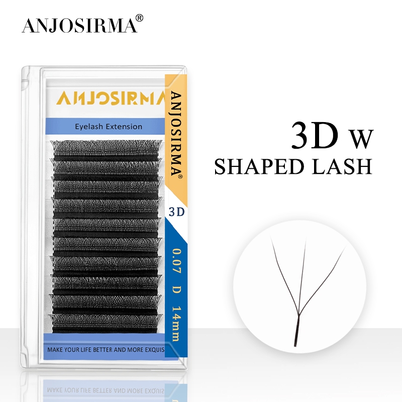 ANJOSIRMA ขนตา w ขนตาปลอม 3D เนื้อนุ่ม ขนมิงค์ธรรมชาติ รูปตัว W ขนาด 0.07 มม ขนตาแฟนซี eyelash ขนตา