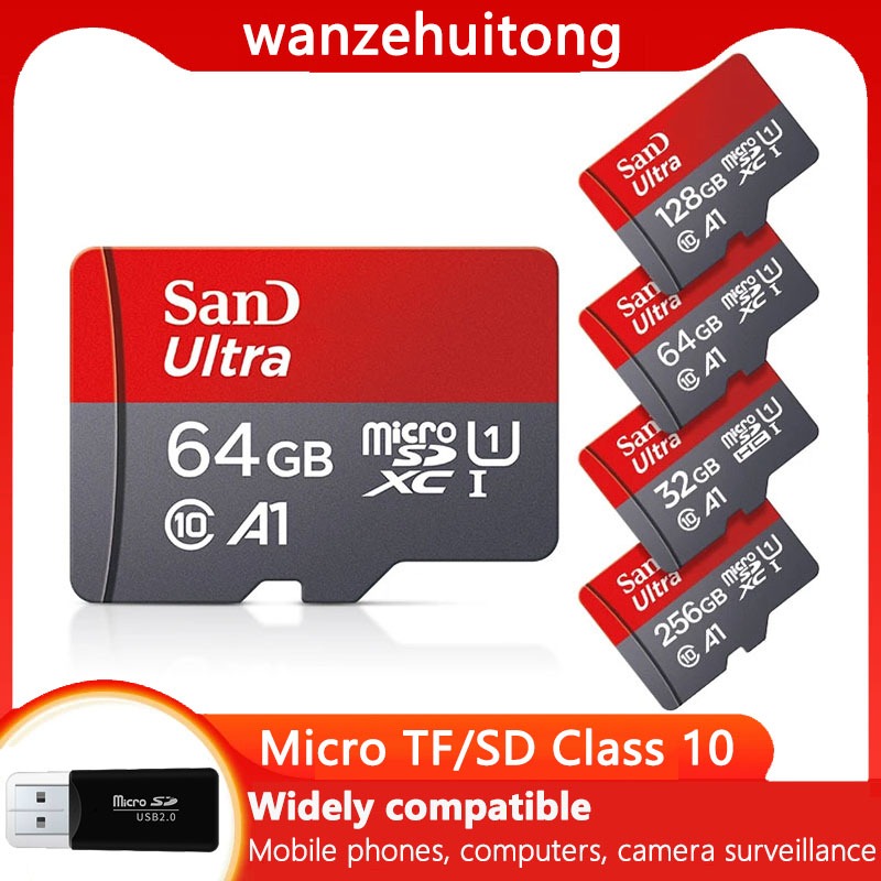 256gb Miniature SD แฟลชการ์ดหน่วยความจํา 64GB 128GB 512GB 1TB Class 10 A1 ความเร็วสูง TF แฟลชการ์ดหน่วยความจํา 32GB 16GB 8GB 4GB 2GB 1GB เหมาะสําหรับโทรศัพท์มือถือคอมพิวเตอร์กล้องการตรวจสอบ