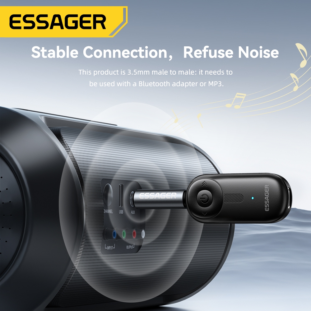 Essager อะแดปเตอร์เสียงแจ็ค Aux 3.5 มม. เชื่อมต่อเครื่องเสียงรถยนต์/หูฟัง