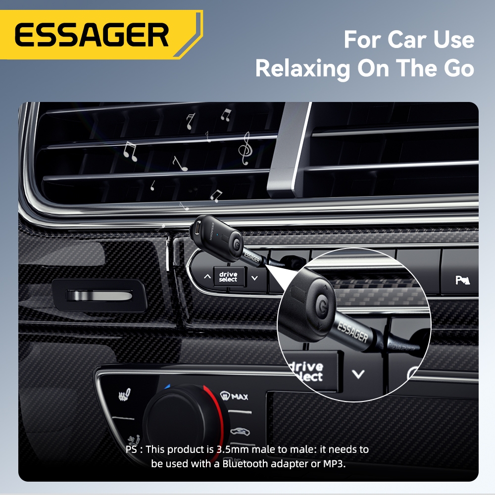 Essager อะแดปเตอร์เสียงแจ็ค Aux 3.5 มม. เชื่อมต่อเครื่องเสียงรถยนต์/หูฟัง