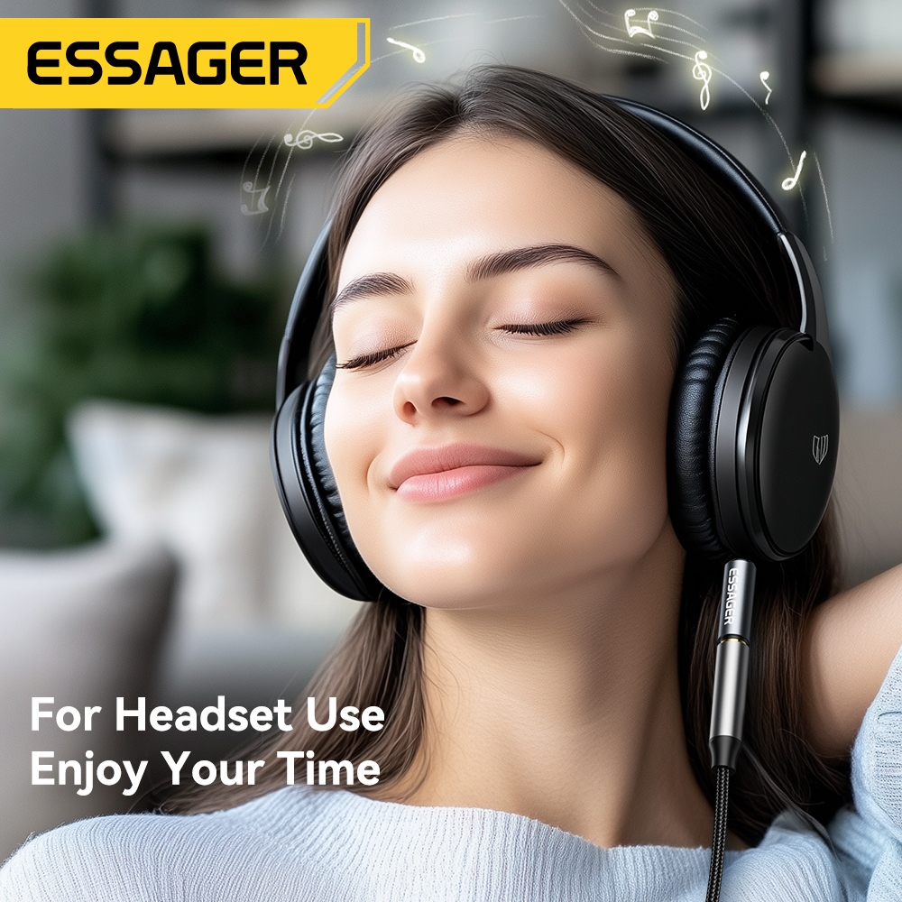 Essager อะแดปเตอร์เสียงแจ็ค Aux 3.5 มม. เชื่อมต่อเครื่องเสียงรถยนต์/หูฟัง