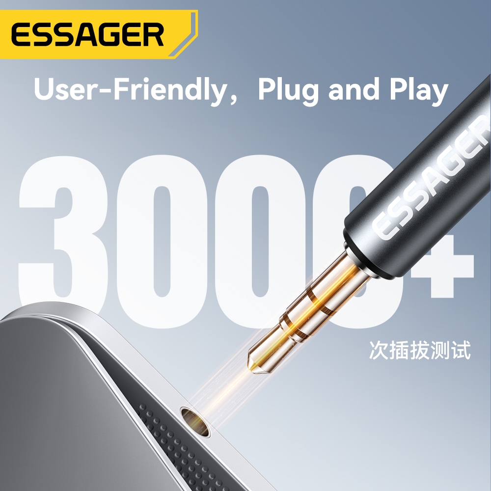 Essager อะแดปเตอร์เสียงแจ็ค Aux 3.5 มม. เชื่อมต่อเครื่องเสียงรถยนต์/หูฟัง