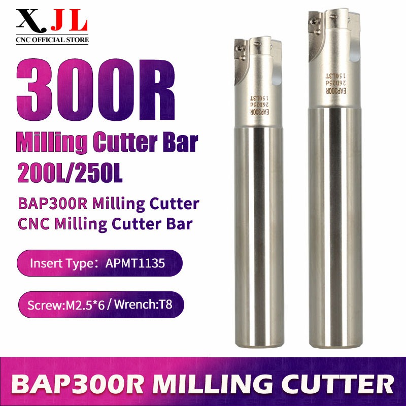Bap300r เครื่องตัดมิลลิ่งบาร์ 200L 250L APMT1135 คาร์ไบด์แทรกตัดไหล่มุมขวาเครื่องตัด End Mill CNC เครื่องมือผู้ถือ