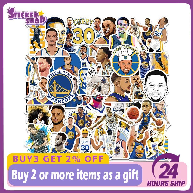50 ชิ้นบาสเกตบอล NBA Star Stephen Curry สติกเกอร์ DIY แล็ปท็อปกีตาร์กระเป๋าเดินทางโทรศัพท์สติกเกอร์ก