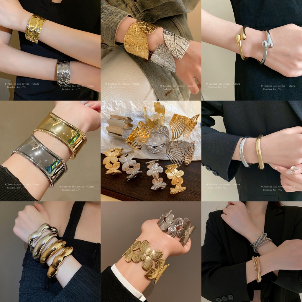 โลหะผิดปกติพับเปิดสร้อยข้อมือลมเย็นโอ้อวดสร้อยข้อมือยุโรปและสหรัฐอเมริกาแสงหรูหราอารมณ์อุปกรณ์เสริมขายส่ง