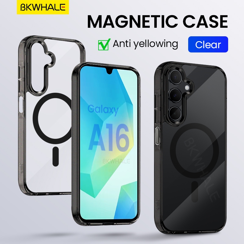 BKWHALE แม่เหล็กโปร่งใสเคสโทรศัพท์สําหรับ Samsung Galaxy A16 A17 A26 A36 A56 A55 S25FE A15 4G 5G S24FE S23FE S24 + S25 + S23 Ultra S24 FE สีปกหลัง