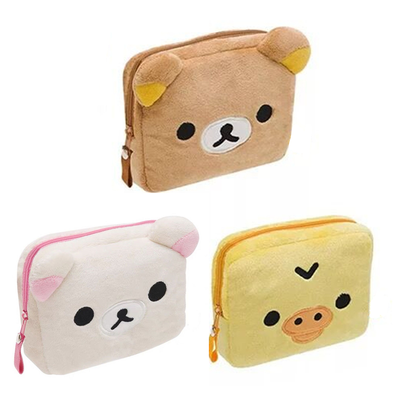 Rilakkuma Korilakkuma Plush Multi Case น่ารักแต่งหน้ากระเป๋าเก็บการ์ตูนหมี Kawaii กระเป๋าเครื่องสําอาง Vanity Beauty Case