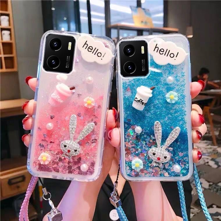 เคส Vivo V50 Y04 V40Pro V30E Y100 V30Pro Y17S Y27S V27 Y36 Y35 Y22 Y02S Y16 Y01A Y30 5g T1X Y33S Y21 V23 5g Y15S Y15A V21 Y72 Y31 V20 pro Y12S Y20 Y12A Y11 3D Diamond Rabbit With Lanyard|HY