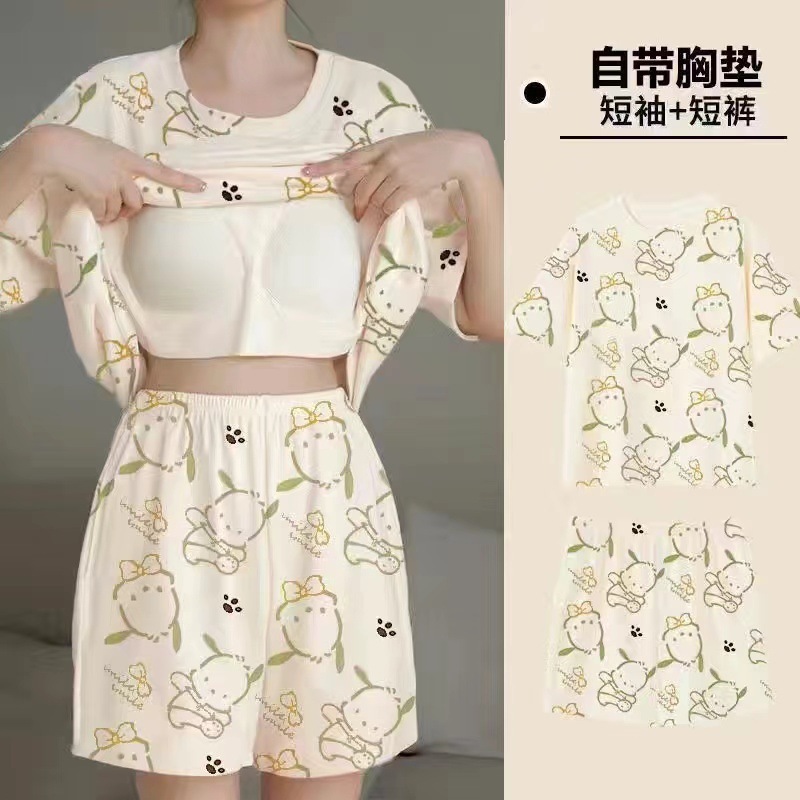 ⭐พร้อมส่ง⭐ ชุดนอน ชุดนอนผู้หญิง แขนสั้น ผ้าฝ้าย ผ้าเด้งนิ่ม มีฟองน้ำ ใส่สบายมาก ราคาถูกที่สุด - รูปที่ 5