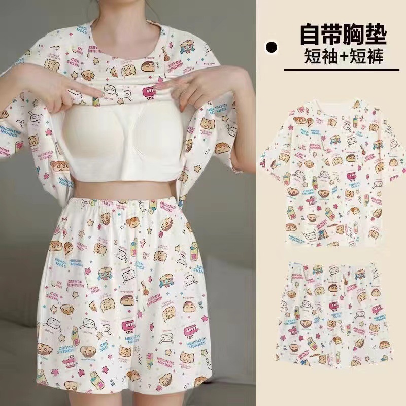 ⭐พร้อมส่ง⭐ ชุดนอน ชุดนอนผู้หญิง แขนสั้น ผ้าฝ้าย ผ้าเด้งนิ่ม มีฟองน้ำ ใส่สบายมาก ราคาถูกที่สุด - รูปที่ 6