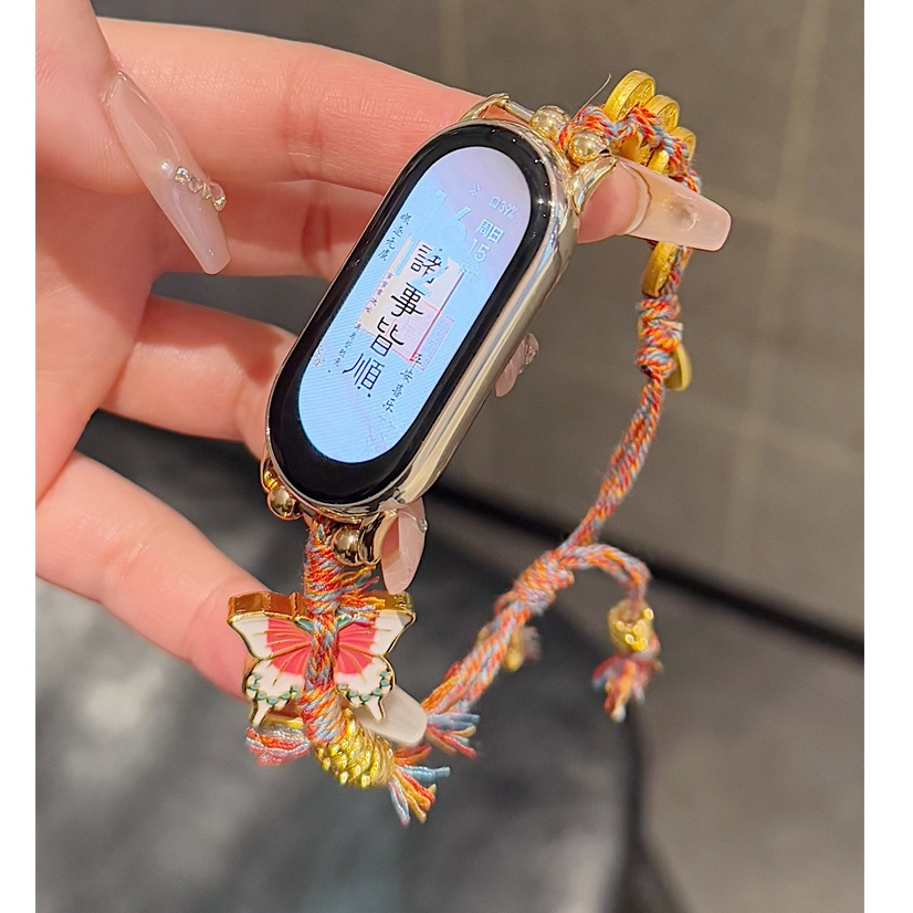 Blessed Braided Rope Watch Strap Compatible For mi band 9 Strap Beads For mi band 9 Case Smart Band 