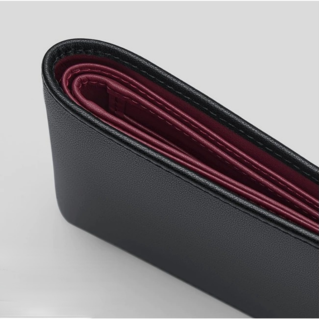 William polo กระเป๋าสะตางค์ผู้ชาย หนังแท้ กระเป๋าตังใบสั้น ภายในสีแดง Men's wallet genuine leather short wallet multifunctional card holder red interior money clip